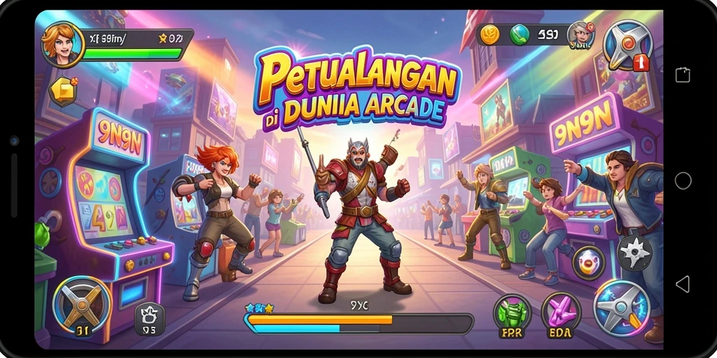 Tangkapan layar gameplay menarik dari 9N9N dengan rintangan seru.