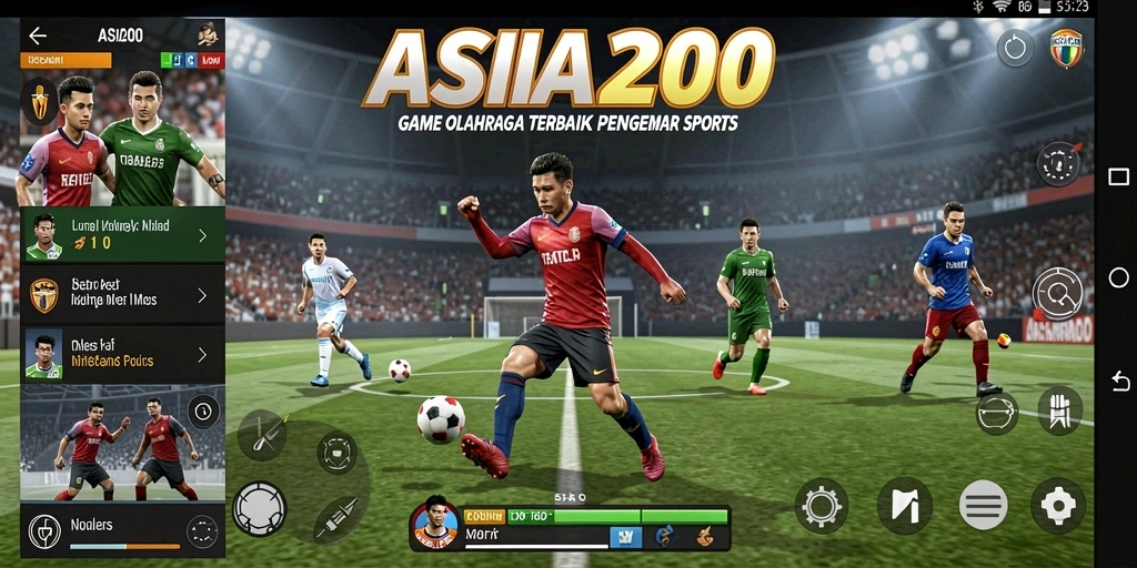 Tampilan gameplay seru dalam ASIA200 yang menampilkan aksi olahraga.