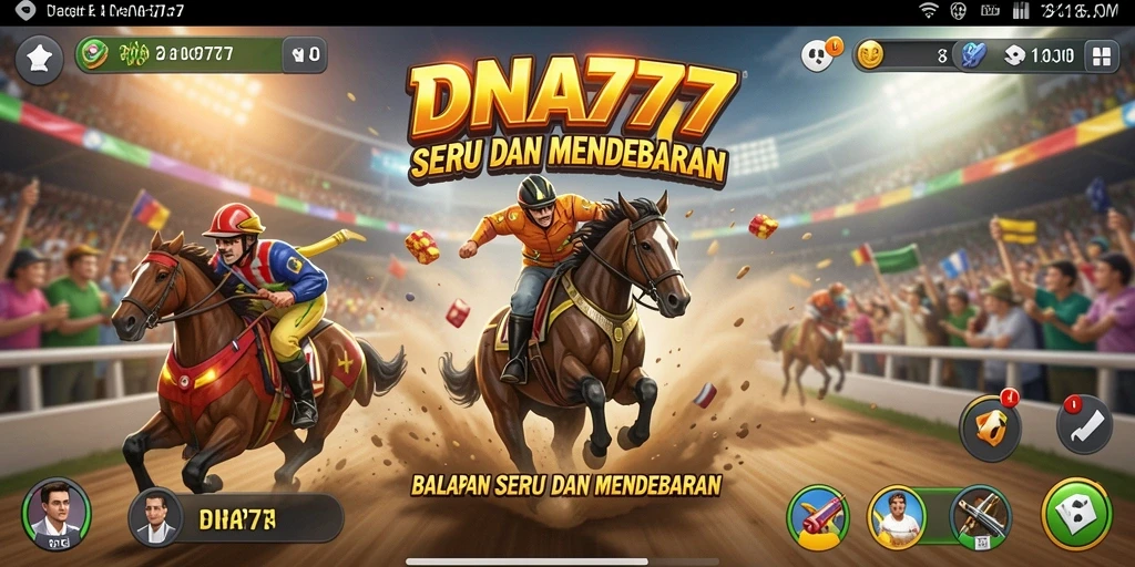 Screenshot gameplay DNA777 menampilkan aksi balapan yang seru dan mendebarkan.