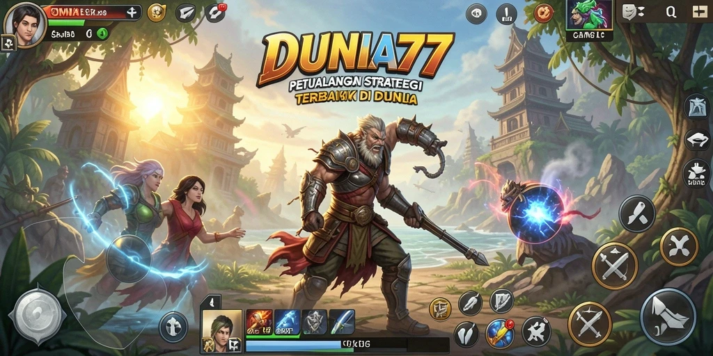Screenshot DUNIA77 menampilkan pertempuran strategis yang epik.