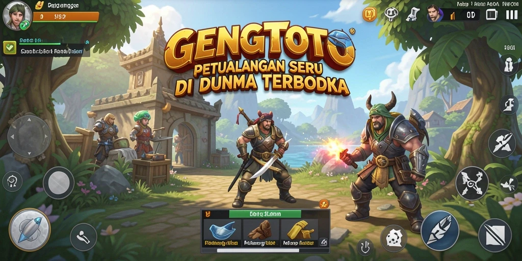 Tangkapan layar GENGTOTO menampilkan aksi petualangan di dunia terbuka.