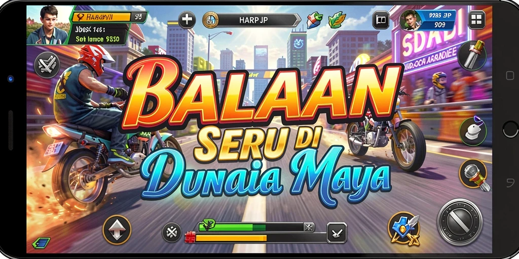 Tangkapan layar utama HARAPJP menunjukkan aksi balapan yang cepat dan mendebarkan.