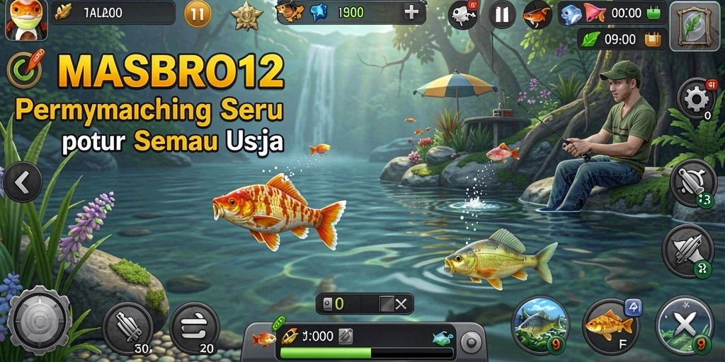 Gameplay seru dalam memancing ikan di MASBRO12.
