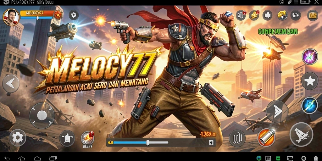 Tangkapan layar dari permainan MELODY77 yang menunjukkan aksi gameplay yang mendebarkan.