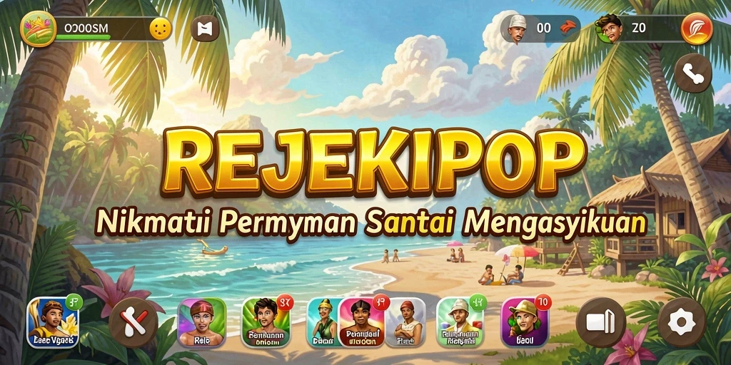 Screenshot gameplay menarik dari REJEKIPOP dengan level berwarna-warni.