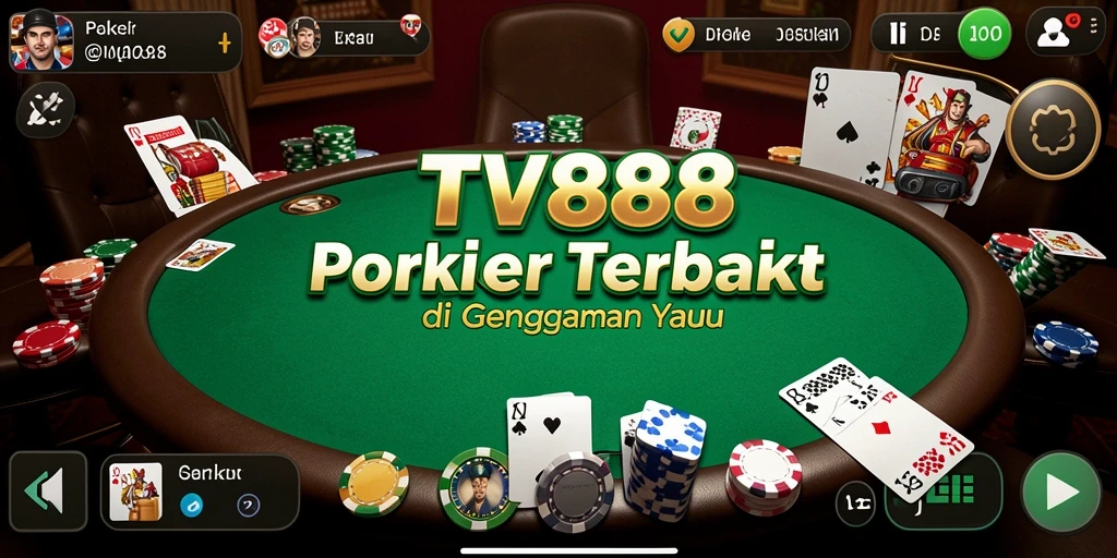 Tampilan gameplay poker yang seru dan mendebarkan di TV888.