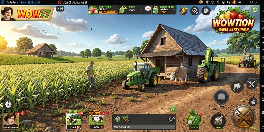 Screenshot gameplay WOW77 dengan aktivitas bertani yang seru.